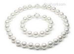 White round shell pearl necklace bracelet set whole sale, 12mm