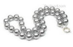 Light gray round shell pearl necklace buy bulk, 10mm