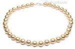 Champagne round shell pearl necklace on sale, 10mm