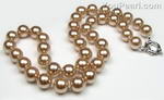 Round bronze shell pearl necklace online wholesale, 10mm