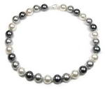 Round white, light grey, dark grey shell pearl necklace on sale, 12mm