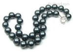 Dark gray round shell pearl necklace buy direct, 12mm