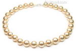 Champagne round shell pearl necklace buy bulk, 12mm