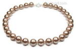 Bronze round shell pearl necklace factory direct sale, 12mm