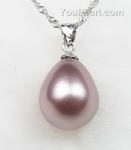 Purple teardrop shell pearl pendant on sale, 12x18mm