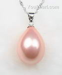 Peach teardrop shell pearl pendant factory direct sale, 14x18mm