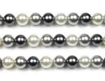 10mm round white, light grey, dark grey shell pearl strand wholesale